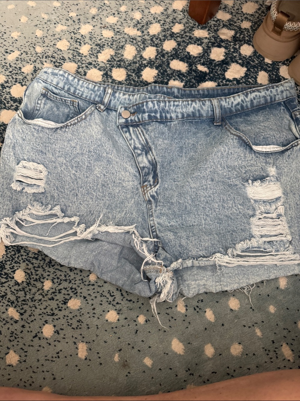 SHEIN Light Blue Distressed Denim Jean Shorts